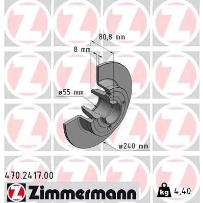 Billede af ZIMMERMANN 470.2417.00 Bremseskiver 240 8 4/4 4 100 fuldstændigt uden hjullejer, ABS sensorring RENAULT: Clio 3, III Grandtour, TWINGO 2