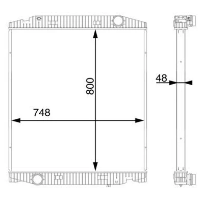 Billede af MAHLE ORIGINAL CR 113 000S Radiator Aluminium 800 748 48 uden ramme Loddet køleripper