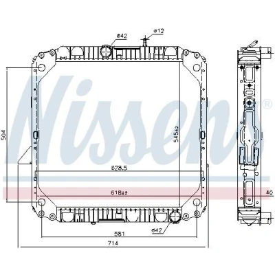 Billede af NISSENS 62563 Radiator Aluminium 545 618 40 med ramme Loddet køleripper