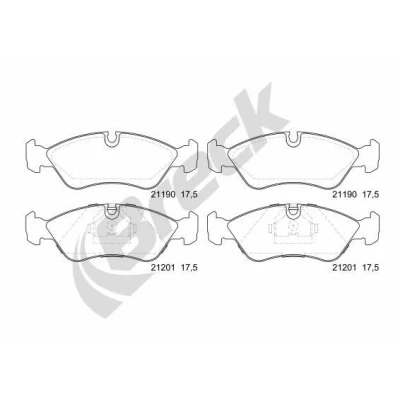 Billede af BRECK 21190 00 701 Bremseklodser Forberedt til slidindikator OPEL: Kadett E CC, Calibra A, Vectra A Sedan