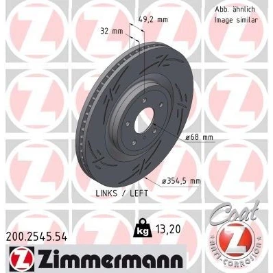 Billede af ZIMMERMANN 200.2545.54 Bremseskiver 355 32 6/5 5 114 indvendigt ventileret, opslidset coatet