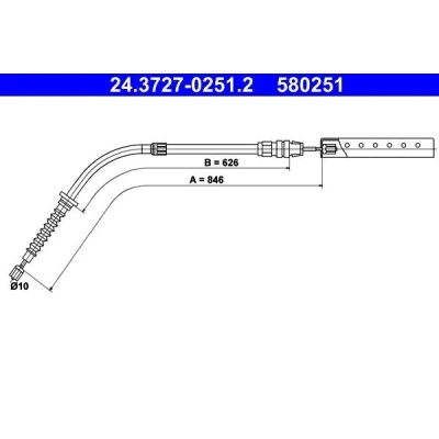 Billede af ATE 24.3727 0251.2 Håndbremsekabel 846