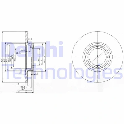 Billede af DELPHI BG2533 Bremseskiver 211 10 4 fuldstændigt olieret ubehandlet uden hjullejer, ABS sensorring