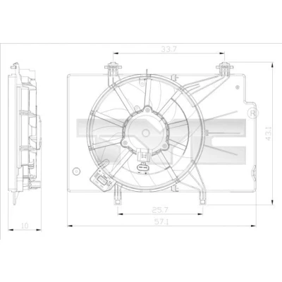 Billede af TYC 810 0043 Køleventilator til køretøjer med klimaanlæg 340 380 kølerventilatorramme (karm), belastningsmodstand FORD: FIESTA 6