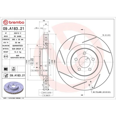 Billede af Bremseskive BREMBO 09.A183.21