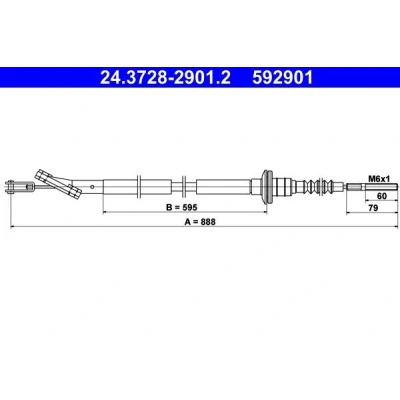 Billede af ATE 24.3728 2901.2 Koblingskabel CHEVROLET: Aveo / Kalos Hatchback