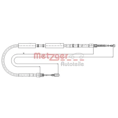 Billede af METZGER 10.7536 Håndbremsekabel bagved til højre 2005/1843 Skivebremse COFLE AUDI: A4 B6 Avant, B7 Sedan