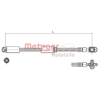 Billede af METZGER 4116227 Bremseslange 564 M10 x 1 AUDI: TT Coupe, Roadster, A3 Hatchback