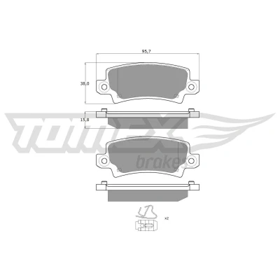 Billede af TOMEX brakes TX 13 75 Bremseklodser bagaksel med akustisk advarsel for slid tilbehør TOYOTA: Corolla IX Hatchback, Station Wagon