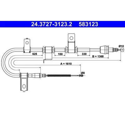 Billede af ATE 24.3727 3123.2 Håndbremsekabel 1610 HYUNDAI: Getz