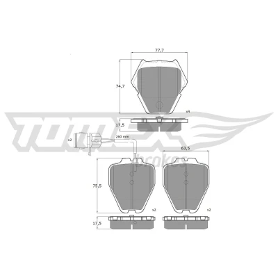 Billede af TOMEX brakes TX 13 15 Bremseklodser foraksel Inkl. slidadvarselskontakt AUDI: A8 D2
