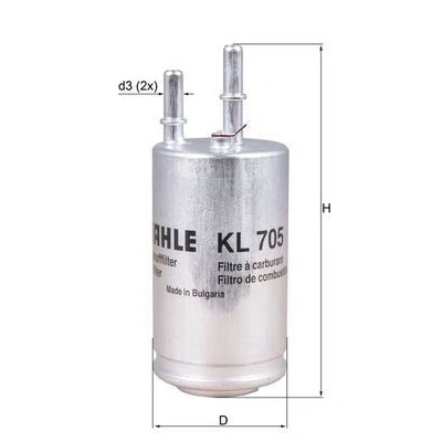 Billede af MAHLE ORIGINAL KL 705 Brændstoffilter Ledningsfilter 8 7,9 VOLVO: V70 3, V40 Hatchback, V60 I