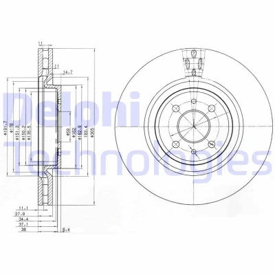 Billede af DELPHI BG3387 Bremseskiver 304 28 4 ventileret olieret ubehandlet uden hjullejer, ABS sensorring FIAT: Coupe