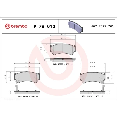 Billede af BREMBO P 79 013 Bremseklodser med akustisk advarsel for slid uden tilbehør SUZUKI: Alto V, Baleno I Stationcar