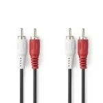 Billede af Stereo Audio kabel 2x RCA Hanstik Nikkelplateret 1.50 m Runde Sort Box