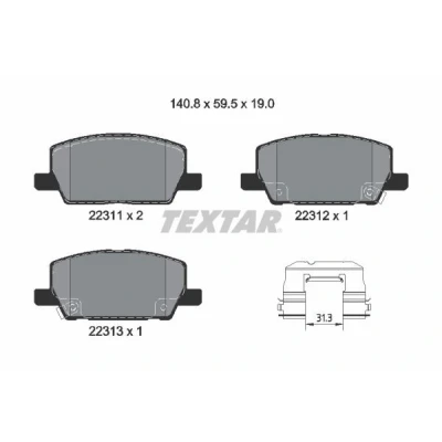 Billede af TEXTAR 2231102 Bremseklodser med akustisk advarsel for slid tilbehør OPEL: Mokka / X, Insignia B Sports Tourer, Grand Sport