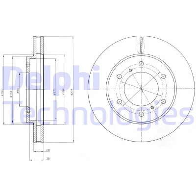 Billede af DELPHI BG4257 Bremseskiver 294 28 6 ventileret olieret ubehandlet uden hjullejer, ABS sensorring MITSUBISHI: L200 / Triton IV Ladvogn Chassis