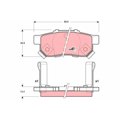 Billede af TRW COTEC GDB3174 Bremseklodser med akustisk advarsel for slid bremsecaliperskruer tilbehør HONDA: Jazz 4, 3, CIVIC 6 Hatchback
