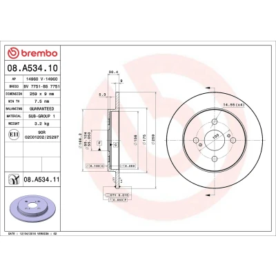 Billede af Bremseskive BREMBO 08.A534.11