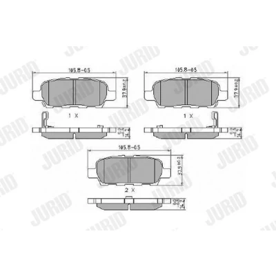 Billede af JURID 572501J Bremseklodser med akustisk advarsel for slid uden tilbehør NISSAN: Qashqai / Qashqai+2 I, Juke, Leaf SUZUKI: Grand Vitara 2 SUV