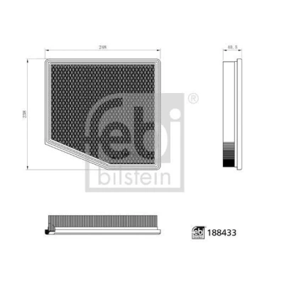 Billede af FEBI BILSTEIN 188433 Luftfilter 40,5mm 238mm 248mm Filterindsats
