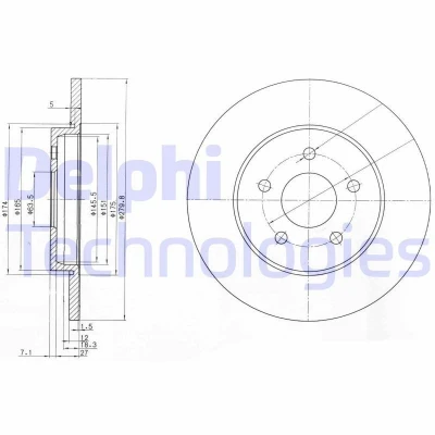 Billede af DELPHI BG3663C Bremseskiver 280 12 5 fuldstændigt coatet ubehandlet uden hjullejer, ABS sensorring FORD: MONDEO 3 Kombi,