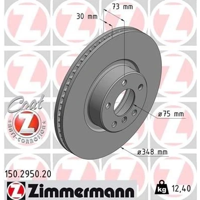 Billede af ZIMMERMANN COAT Z 150.2950.20 Bremseskiver 348 30 6/5 5 120 indvendigt ventileret coatet højkarboniseret