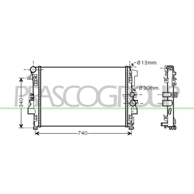Billede af PRASCO ME907R014 Radiator Aluminium 680mm 396mm 23mm Mekanisk fuget køleripper MERCEDES BENZ: Vito Bus