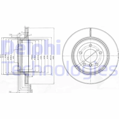 Billede af DELPHI BG3872 Bremseskiver 320 20 5 ventileret olieret ubehandlet uden hjullejer, ABS sensorring BMW: Touring, Sedan, 6 Coupe