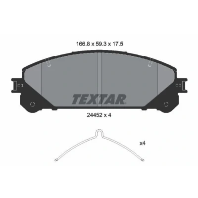 Billede af TEXTAR 2445201 Bremseklodser Ikke forberedt til slidindikator med tilbehør TOYOTA: RAV4 IV SUV, III Camry VIII Sedan, LEXUS: RX