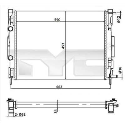 Billede af TYC 728 0054 Radiator 590 453 34 Mekanisk fuget køleripper RENAULT: SCENIC 2, MEGANE 2 Kombi, Stufenheck