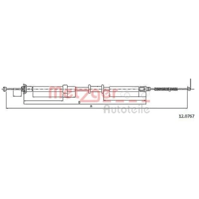 Billede af METZGER 12.0767 Håndbremsekabel bagved til venstre 1427 / 1157 COFLE FIAT: Panda III Hatchback