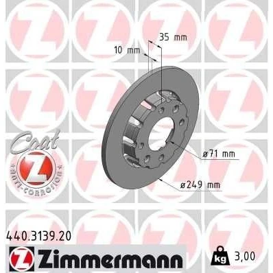 Billede af ZIMMERMANN 440.3139.20 Bremseskiver 249 10 6/4 4 108 fuldstændigt coatet PEUGEOT: 208 II Hatchback, 2008 II, OPEL: Corsa F Hatchback