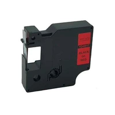 Billede af Dymo 40917 D1 standardtape sort på rød 9mm x 7m Kompatibel S0720720