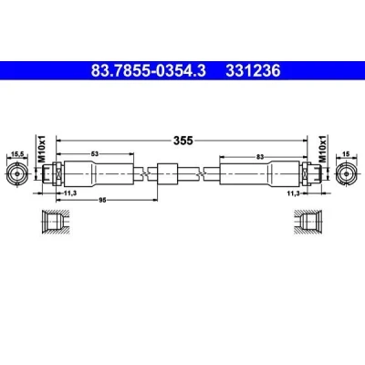 Billede af ATE 83.7855 0354.3 Bremseslange 355 M10x1 AUDI: A8 D3