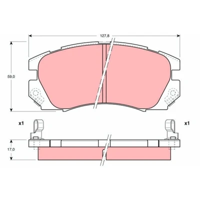 Billede af TRW GDB1179 Bremseklodser med akustisk advarsel for slid SUBARU: Impreza I Sedan, LEGACY 1 Station Wagon