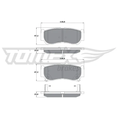 Billede af TOMEX brakes TX 15 64 Bremseklodser bagaksel med akustisk advarsel for slid HYUNDAI: SANTA FE 2