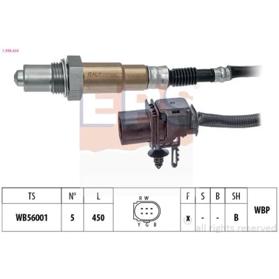 Billede af EPS 1.998.434 Lambdasonde med befæstelsesmateriale opvarmet, pladesonde, bredbånd lambda sonde, Gevind, forsmurt FORD: FOCUS 3 Turnier, FIESTA 6
