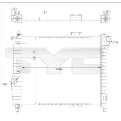 Billede af TYC 706 0021 R Radiator 480 416 23 manuelt gear Mekanisk fuget køleripper