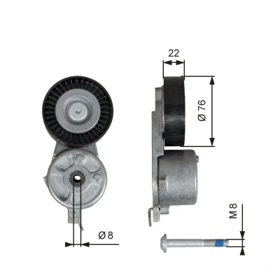 Billede af GATES T39141 Strammehjul FleetRunner Micro V Stretch Fit FORD: MONDEO 4 Turnier, S Max Mk1, Galaxy Mk2 MPV