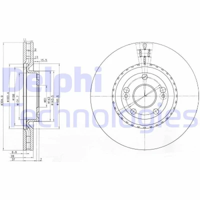 Billede af DELPHI BG3685 Bremseskiver 305 28 5 ventileret olieret ubehandlet uden hjullejer, ABS sensorring