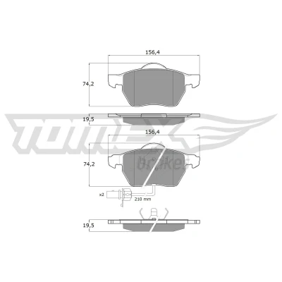 Billede af TOMEX brakes TX 13 Bremseklodser foraksel Inkl. slidadvarselskontakt AUDI: A6 C6 Avant, A4 B7 B6 VOLKSWAGEN: Golf 4