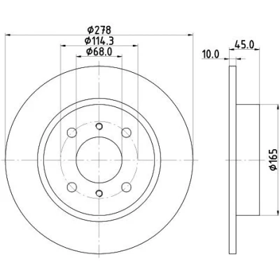 Billede af HELLA 8DD 355 110 661 Bremseskiver 278 10 04/06 114,3 fuldstændigt uden hjulbolte, hjulnav NISSAN: Primera Hatchback