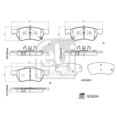 Billede af FEBI BILSTEIN 183656 Bremseklodser foraksel med akustisk advarsel for slid anti knirke plade, stempelklips MG: ZS SUV