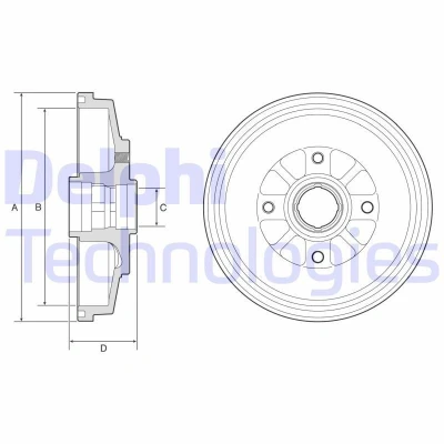 Billede af DELPHI BF577 Bremsetromler uden ABS sensorring, hjullejer, leje 200