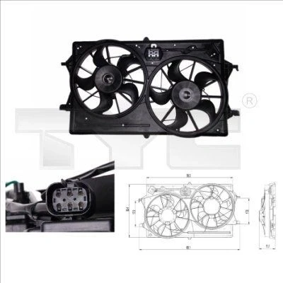 Billede af TYC 810 0019 Køleventilator 300 250+130 med kølerventilatorramme (karm), belastningsmodstand FORD: Focus Mk1 Stationcar