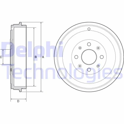 Billede af DELPHI BF503 Bremsetromler uden ABS sensorring, hjullejer 269 OPEL: Corsa D Hatchback, E FIAT: Punto Evo Hatchback