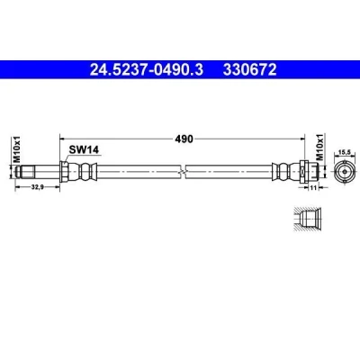 Billede af ATE 24.5237 0490.3 Bremseslange 490 M10x1 MERCEDES BENZ: Sprinter 3 T Bus