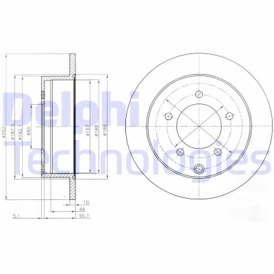Billede af DELPHI BG4198 Bremseskiver 262 10 5 fuldstændigt olieret ubehandlet uden hjullejer, ABS sensorring MITSUBISHI: Lancer 8 Limousine,