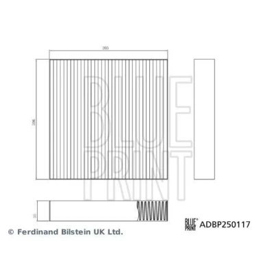 Billede af BLUE PRINT ADBP250117 Kabinefilter Pollenfilter 206mm 203mm 35mm